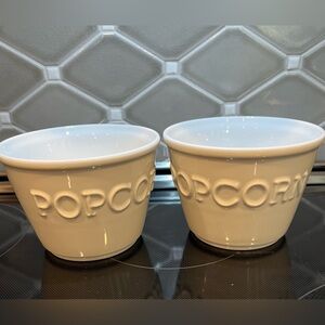 Crate & Barrel Stackable Popcorn Bowls, set of 2, White, NEW WT